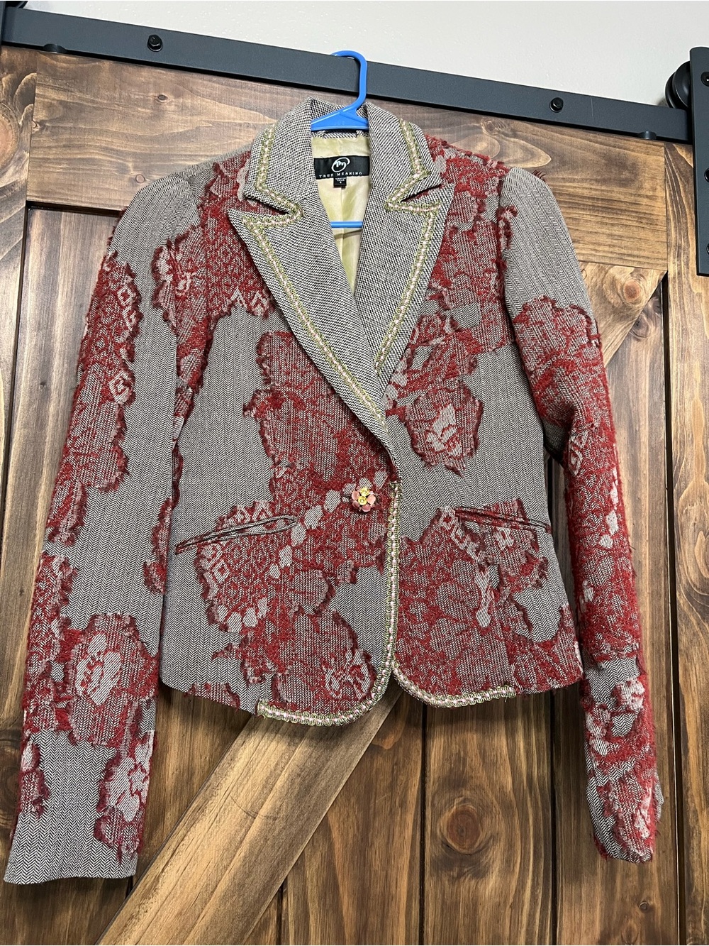 True Meaning Vintage Wool Blazer Jacket Tweed Floral Y2K Whimsygoth Size 8